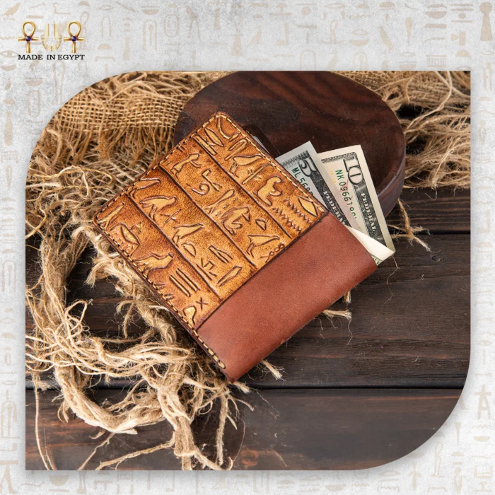Luxury Hieroglyphic Leather Wallet - Image 3
