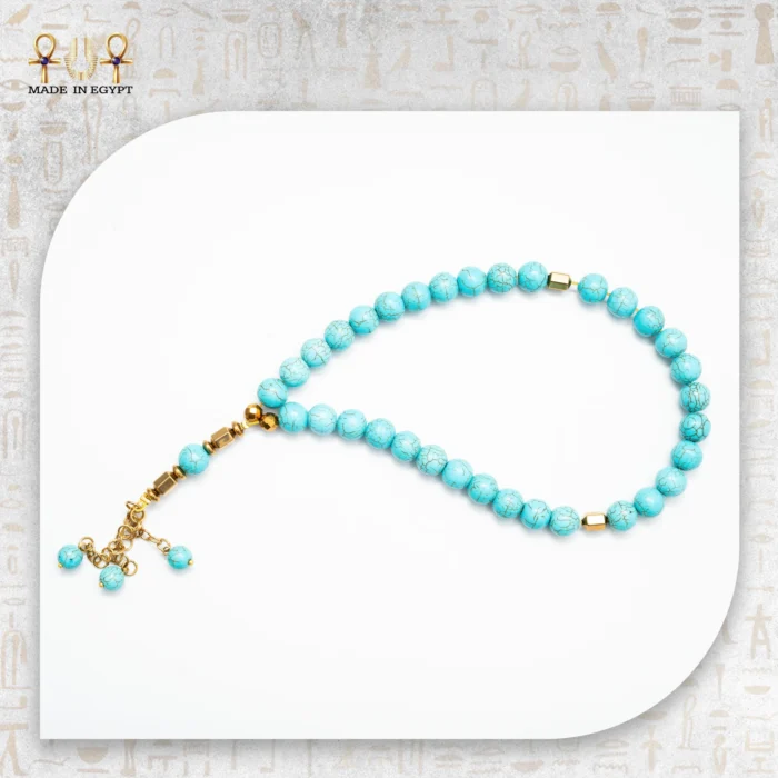 33-Bead Natural Turquoise Agate Misbaha - Image 1