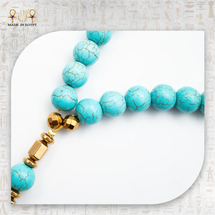 33-Bead Natural Turquoise Agate Misbaha - Image 4
