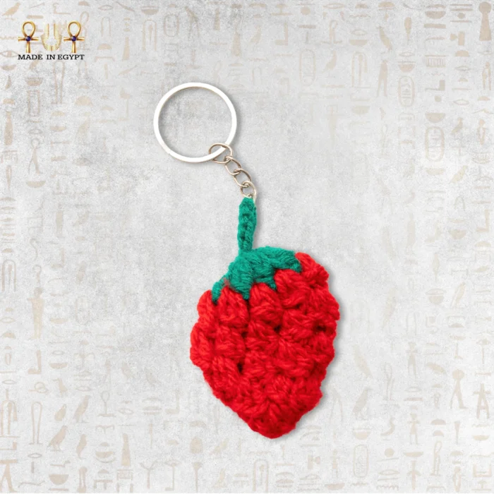 Handmade Crochet Strawberry Keychain - Image 1