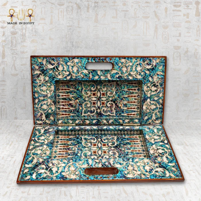 ⁦طاوله شنطة مطعّمة بالصدف الأزرق⁩ - الصورة ⁦3⁩