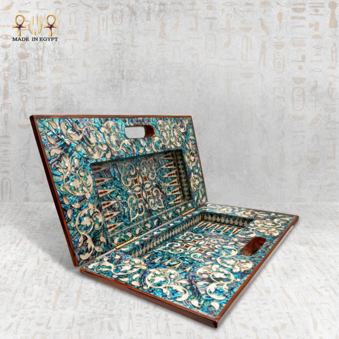 ⁦طاوله شنطة مطعّمة بالصدف الأزرق⁩ - الصورة ⁦1⁩