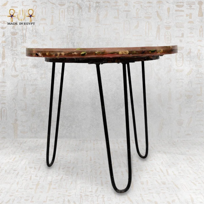 Natural Wood & Resin Table with Preserved Flowers - Image 1