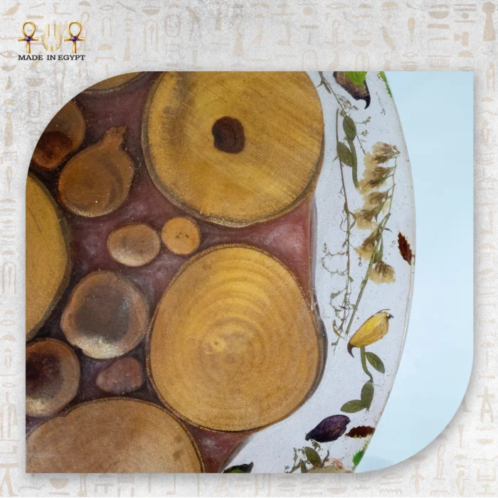 Natural Wood & Resin Table with Preserved Flowers - Image 3