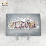 Silver Floral Resin Welcome Sign