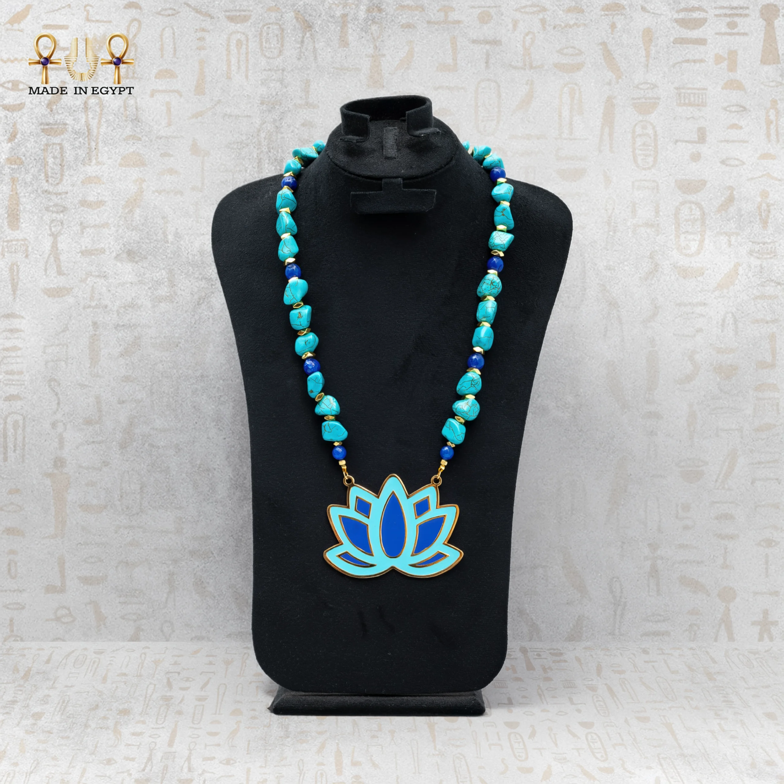 @3A.Pharaoh’s Glory Necklace Royal Lotus Majesty Necklace - Image 1