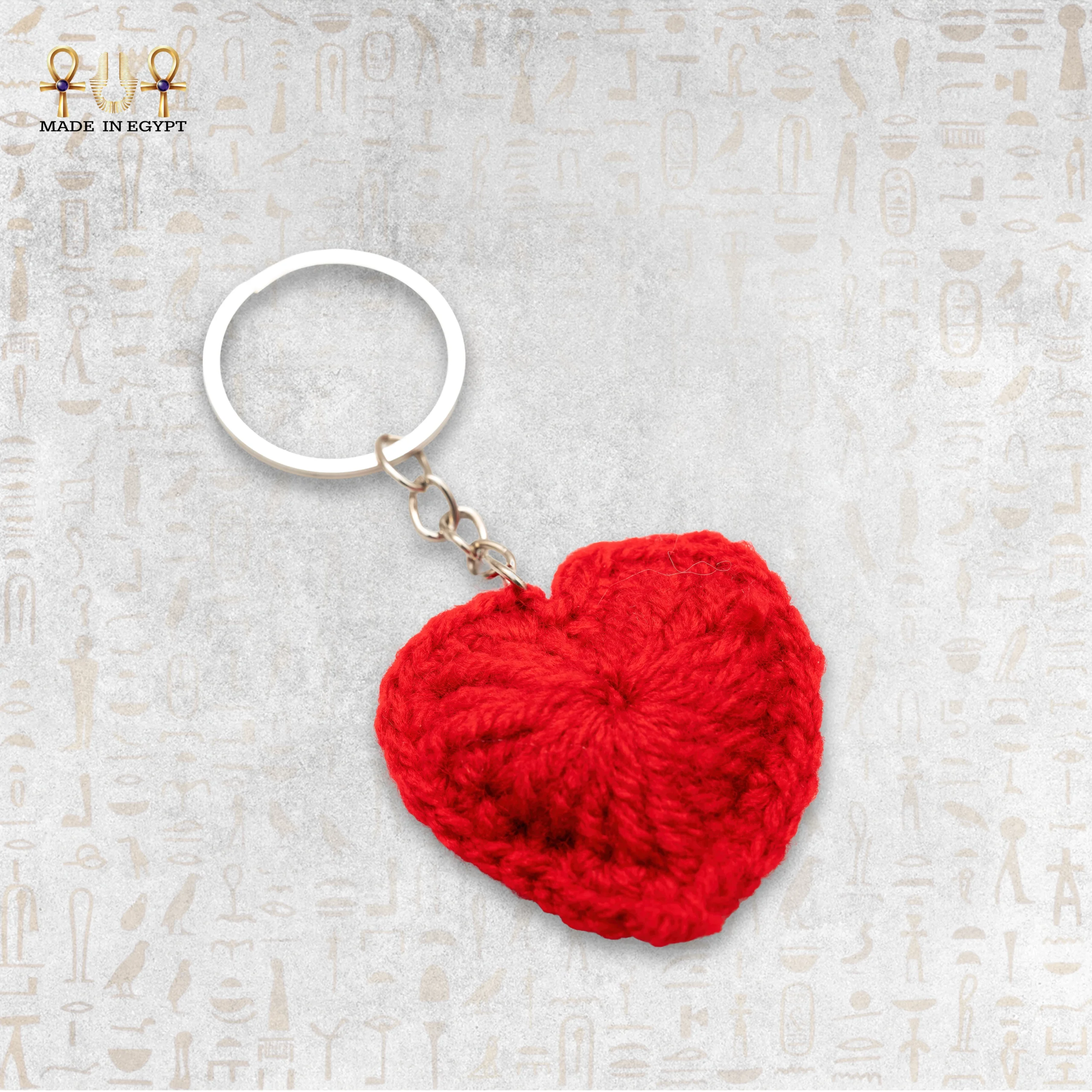 @3C.Handmade Crochet Heart Keychain ميدالية قلب كروشية يدويّة - الصورة 1