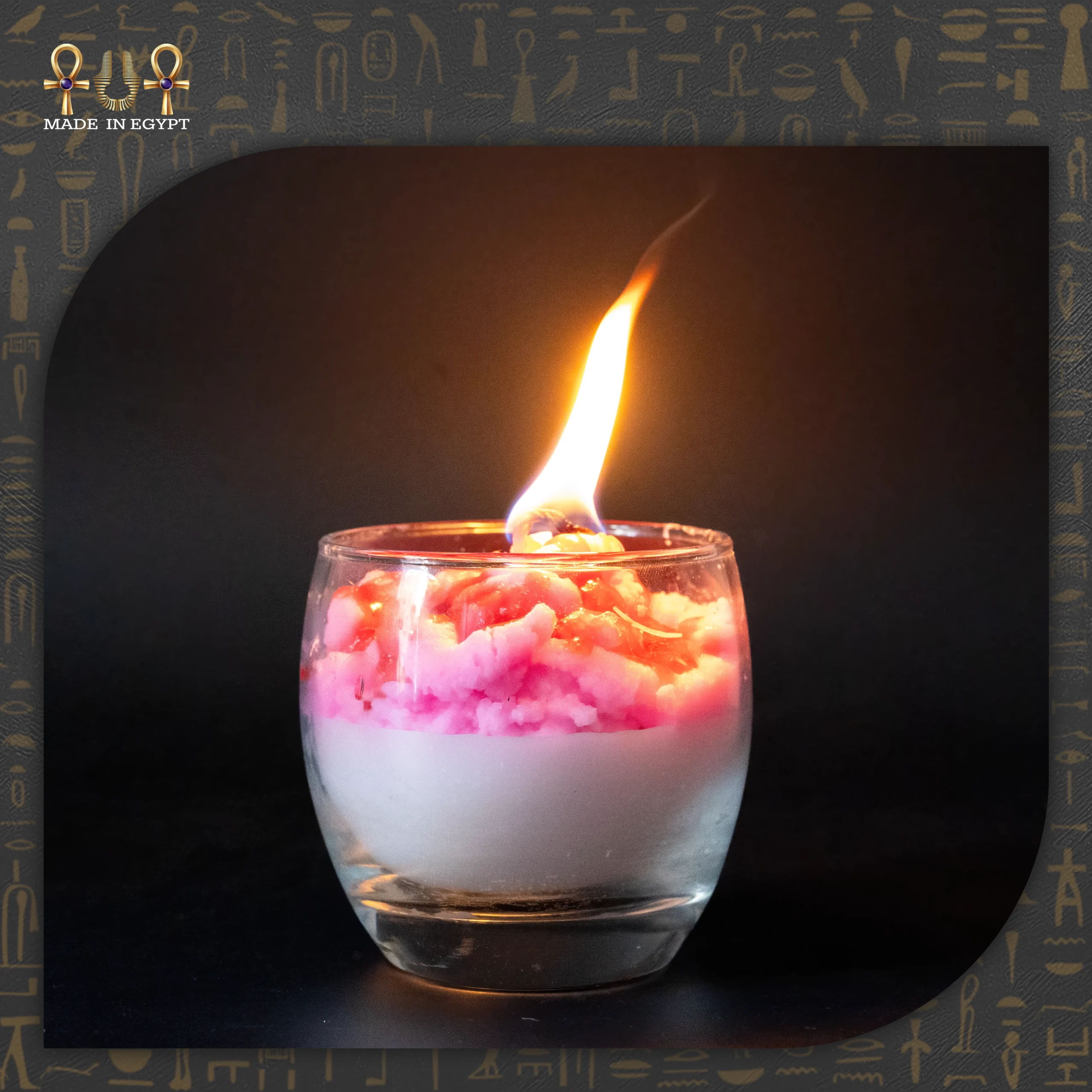 @3c Pink Malban Texture Soy Candle in Glass Jar