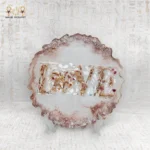 Floral Resin LOVE Decorative Plate with Gold Edges