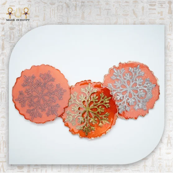@44C Sparkling Snowflake Resin Coasters Sparkling Snowflake Resin Coasters - Image 1