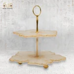 صينية ريزن فاخرة بحواف متموّجة ومقابض كريستالية