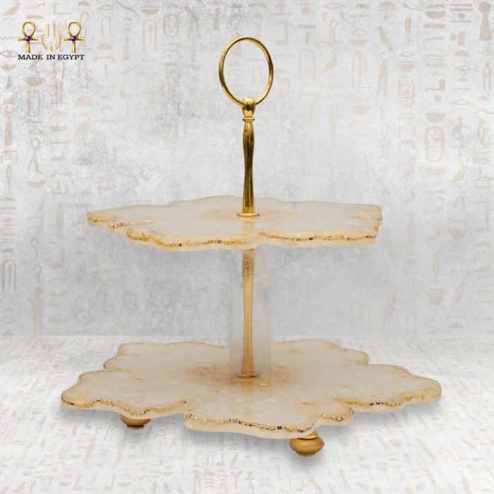 Luxury Resin Serving Tray with Crystal Handles - Image 1