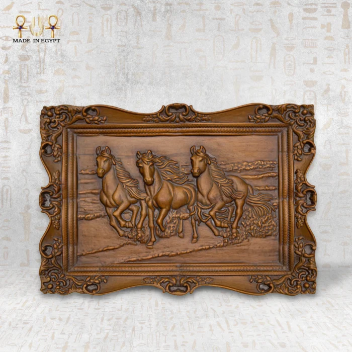 Antique Wooden Horses Panel - Image 1