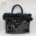 Black Evening Palm Weave Bag