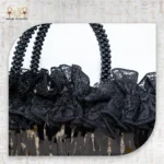 Black Evening Palm Weave Bag - Image 3