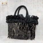 Black Evening Palm Weave Bag - Image 2