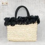 Black Evening Palm Weave Bag - Image 5