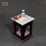 Small Decorative Wooden Lantern – Burgundy & Off-White Floral