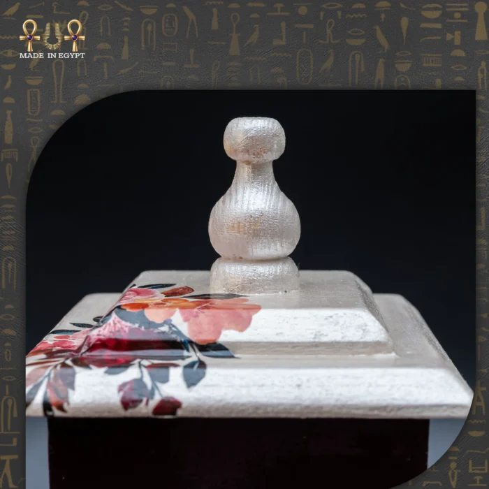 Small Decorative Wooden Lantern – Burgundy & Off-White Floral - Image 3