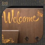 Welcome Rectangular Wooden Key Holder
