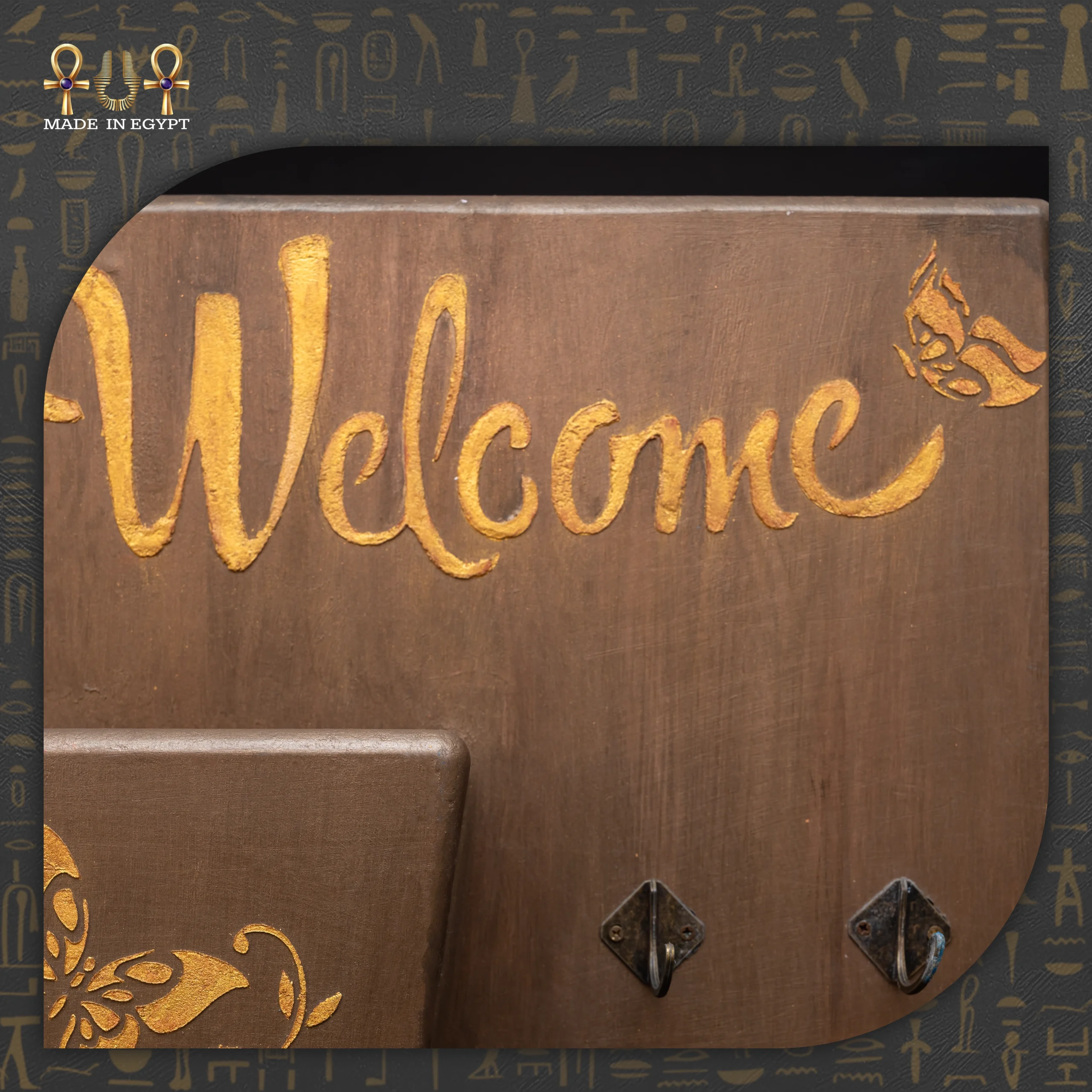 @19aWelcome Rectangular Wooden Key Holder Welcome Rectangular Wooden Key Holder - Image 1