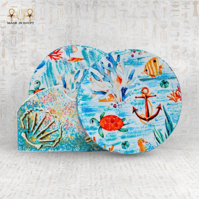 ⁦Summer Sea Round Coasters Set⁩ - الصورة ⁦6⁩