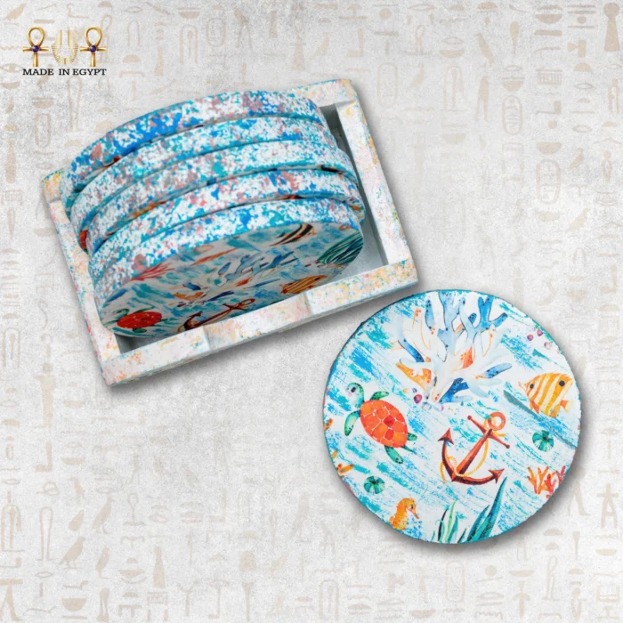 ⁦Summer Sea Round Coasters Set⁩ - الصورة ⁦5⁩