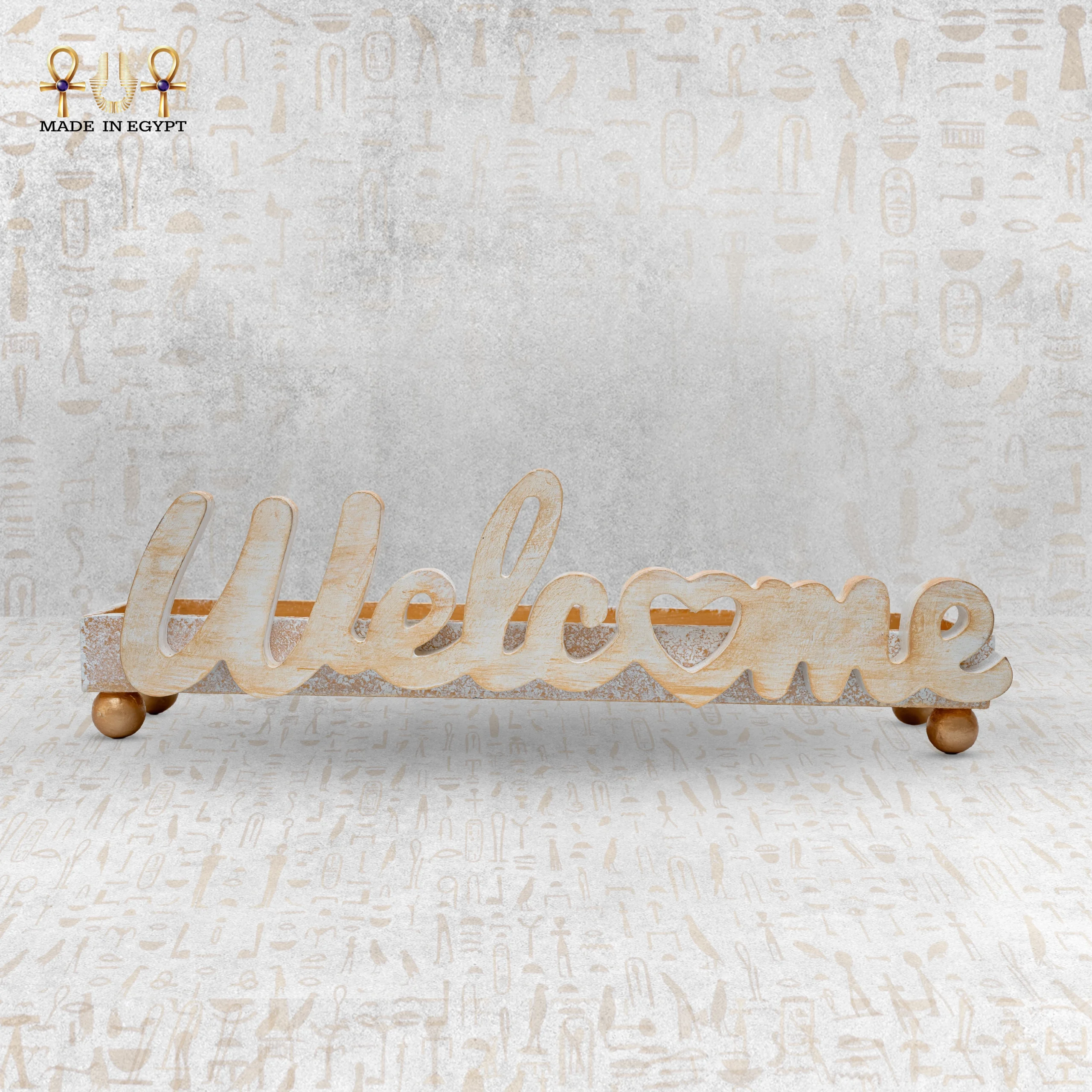 @24aWELCOME Centerpiece Tray – MDF Wood WELCOME Centerpiece Tray – MDF Wood - Image 1