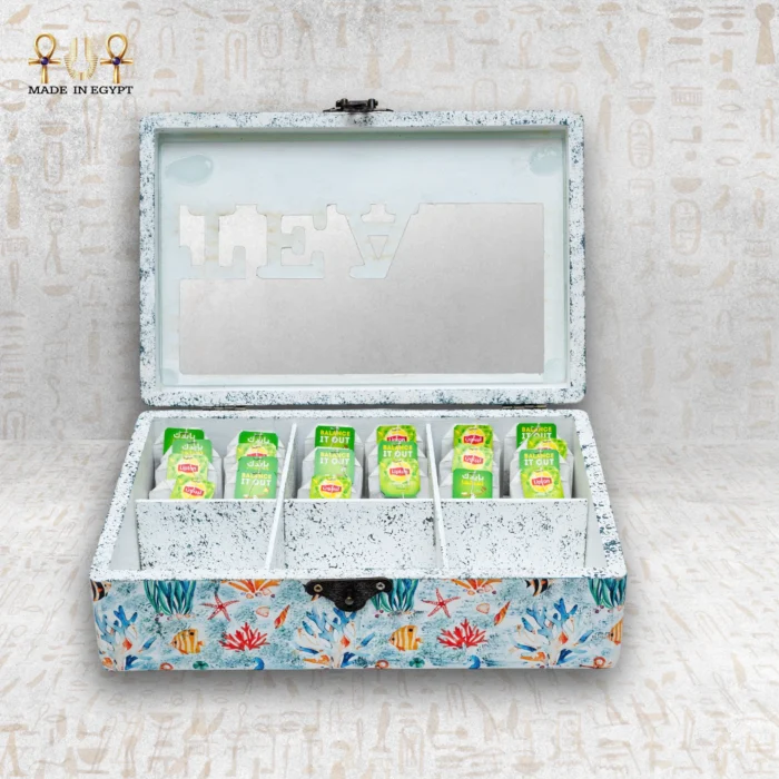 ⁦بوكس شاي سي بريز بغطاء زجاج – 6 أقسام متحركة⁩ - الصورة ⁦3⁩