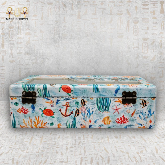 ⁦بوكس شاي سي بريز بغطاء زجاج – 6 أقسام متحركة⁩ - الصورة ⁦6⁩