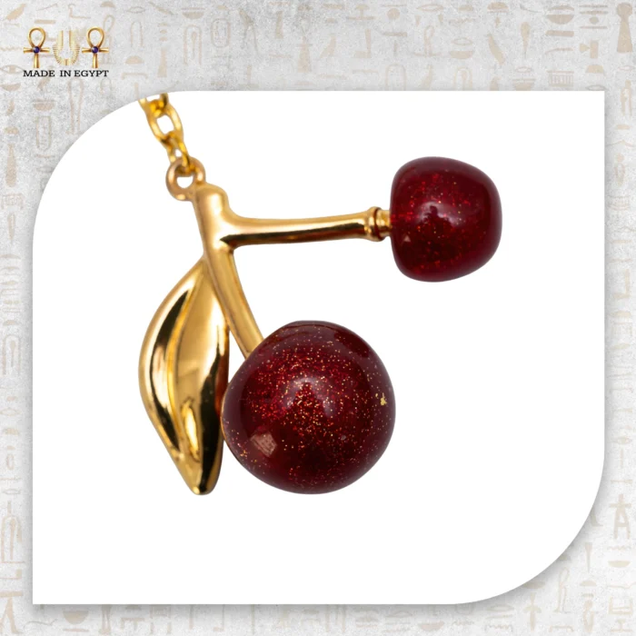 Glossy Cherry Keychain with Gold Details - Image 2