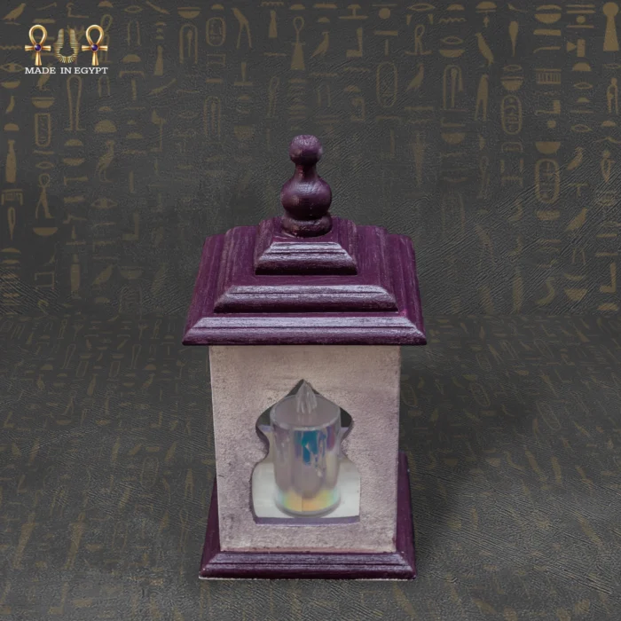 Small Decorative Wooden Lantern – Purple Natural - Image 2