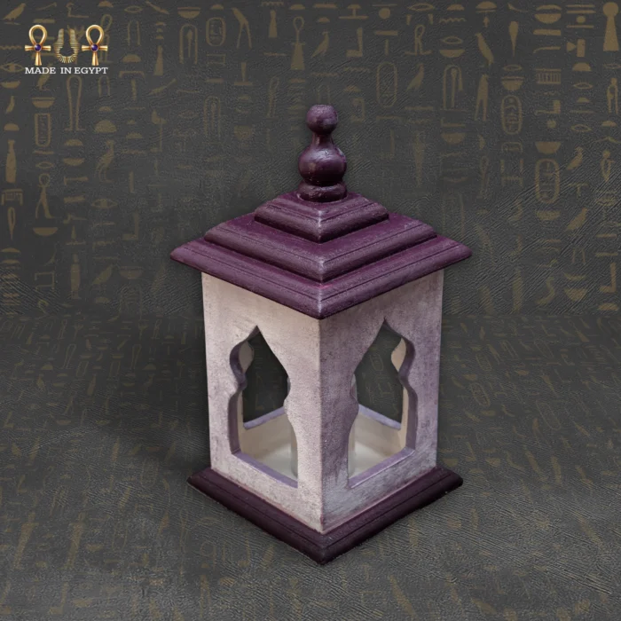 Small Decorative Wooden Lantern – Purple Natural - Image 1