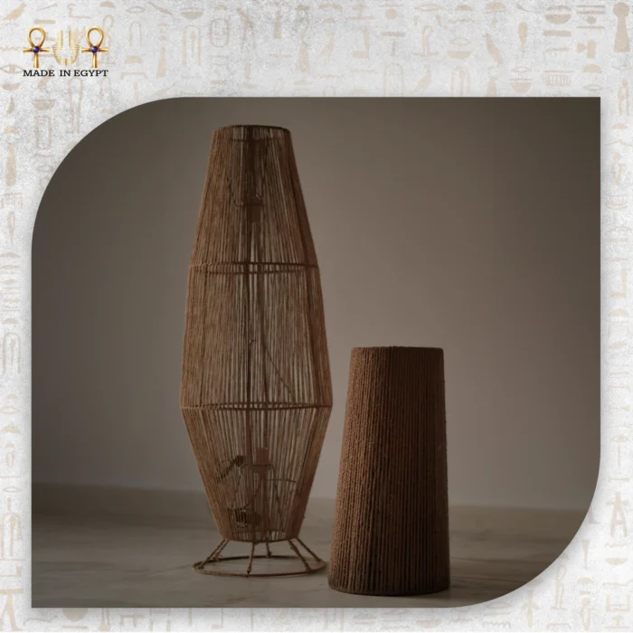 Natural Burlap Boho Floor Lamp - Image 1