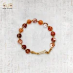 ⁦Yellow Brass Wire Braided Bracelet with Brown Agate Stones⁩ - الصورة ⁦2⁩
