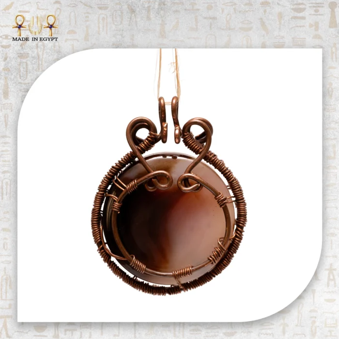 Red Copper Wire Pendant with Natural Agate Stone - Image 2