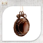 ⁦Red Copper Wire Pendant with Natural Agate Stone⁩ - الصورة ⁦3⁩