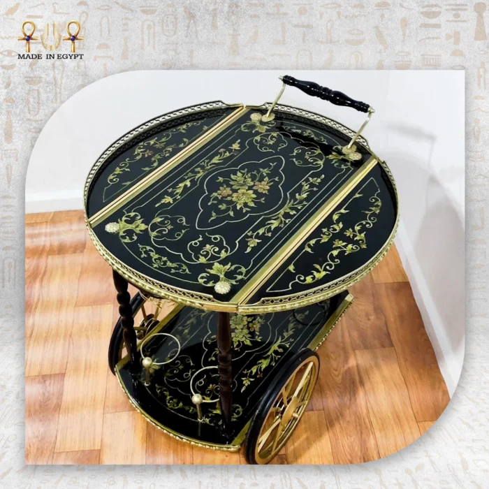 Classic Marquetry Serving Cart – Royal Black - Image 1