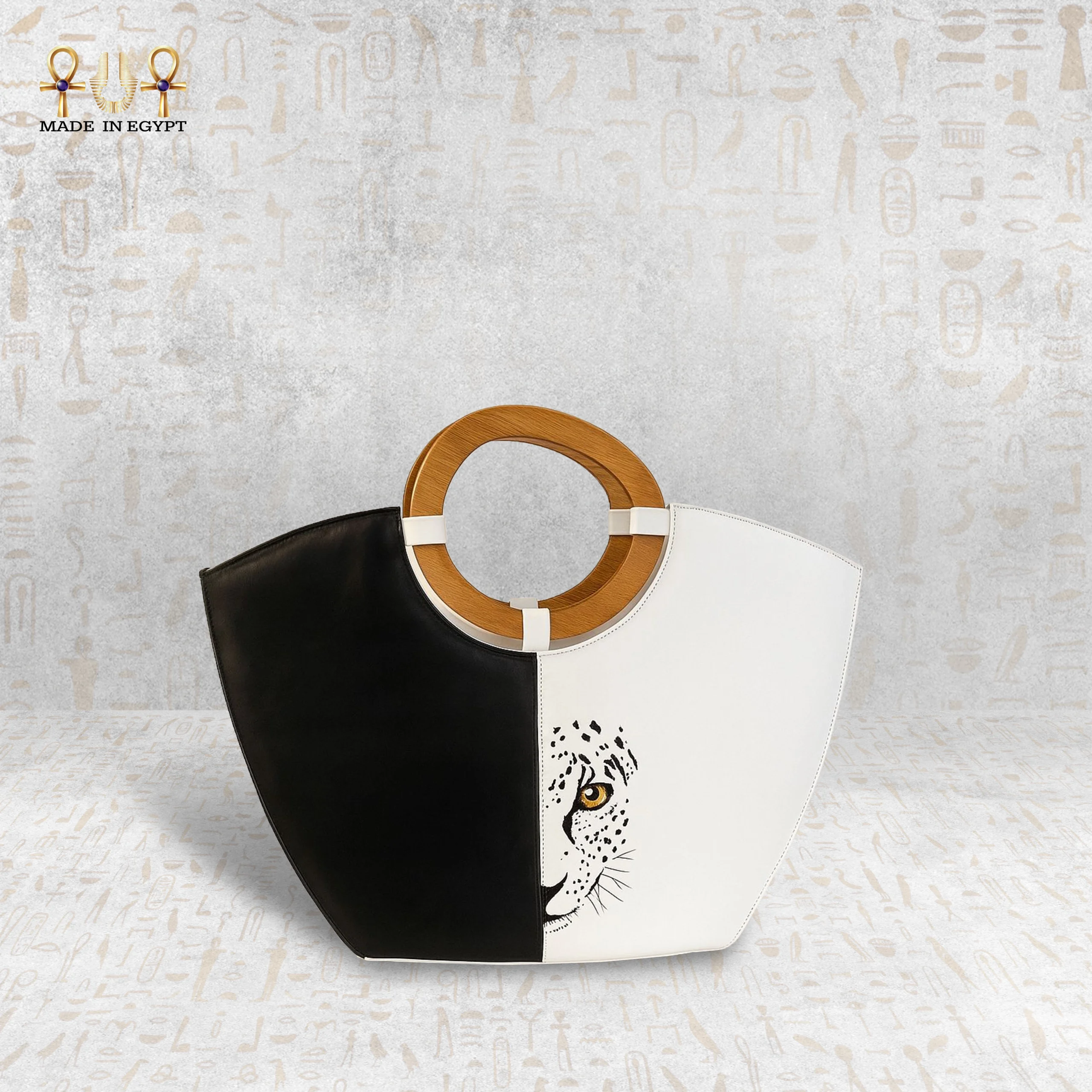 @15aLeopard Gaze Handbag – Hand-Painted Genuine Leather Leopard Gaze Handbag – Hand-Painted Genuine Leather - Image 1