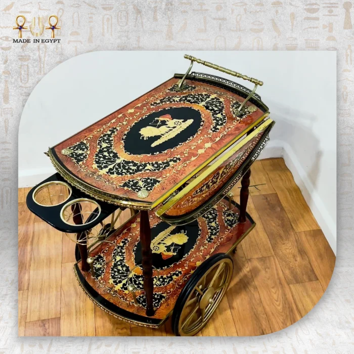 Royal Marquetry & Brass Serving Cart - Image 2