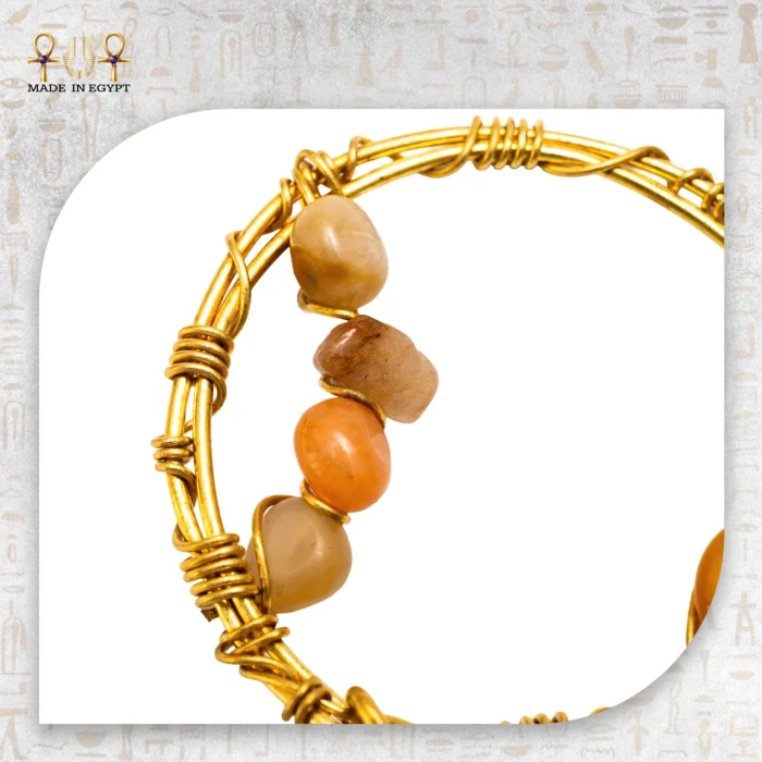 Yellow Brass Wire Pendant Inlaid with Agate - Image 2