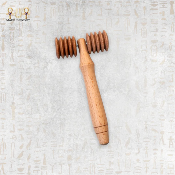 Double Wooden Ribbed Massage Roller - Image 1