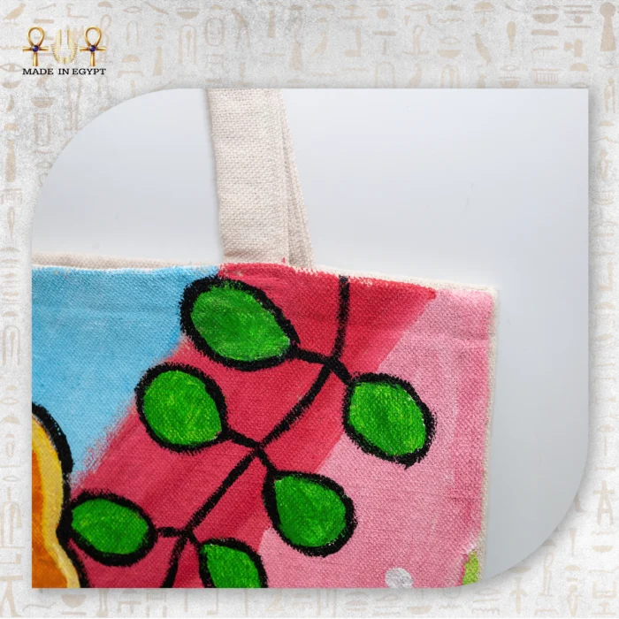 ⁦شنطة قماش الزهور الملونة⁩ - الصورة ⁦3⁩