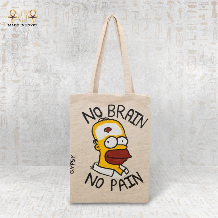 No Brain No Pain Tote Bag - Image 1