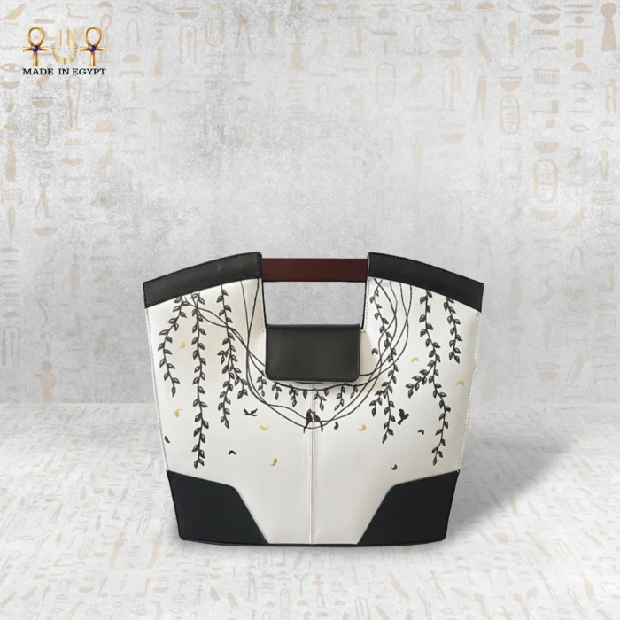 Shadow Branches Handbag – Hand-Painted Genuine Leather - Image 1