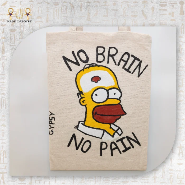 No Brain No Pain Tote Bag - Image 2