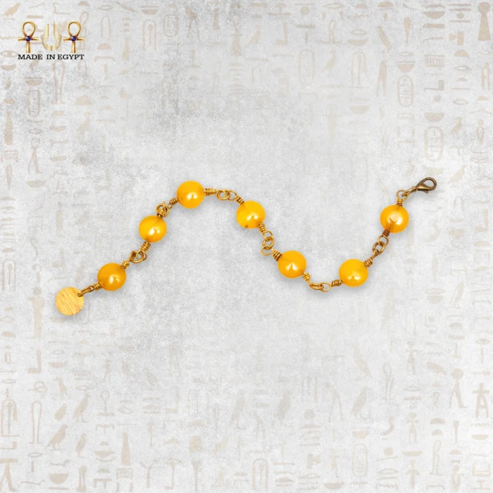 Yellow Brass Wire Bracelet with Yellow Agate - Image 1