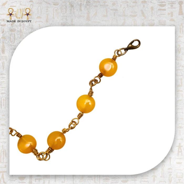 Yellow Brass Wire Bracelet with Yellow Agate - Image 2