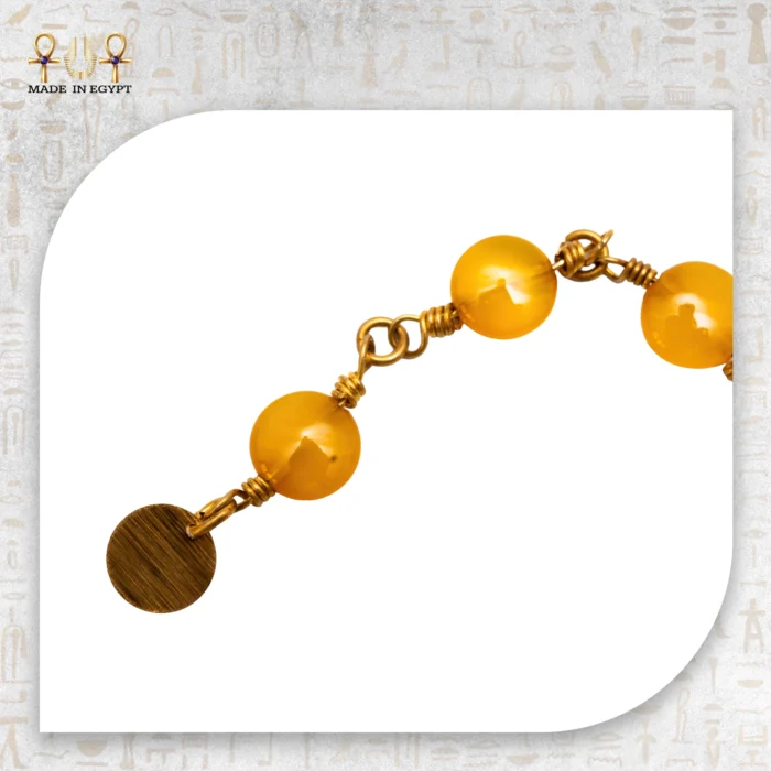 Yellow Brass Wire Bracelet with Yellow Agate - Image 4