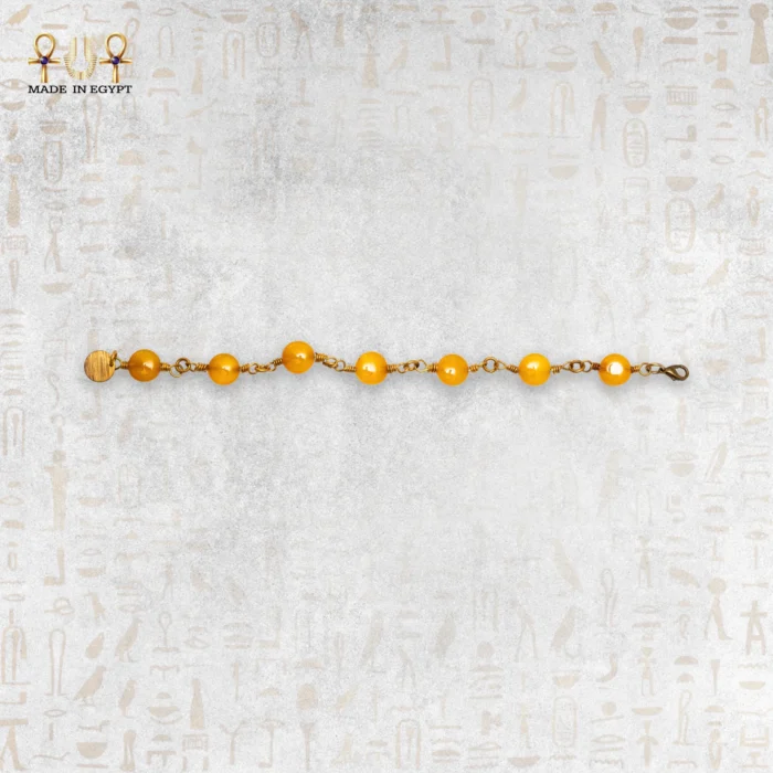Yellow Brass Wire Bracelet with Yellow Agate - Image 3
